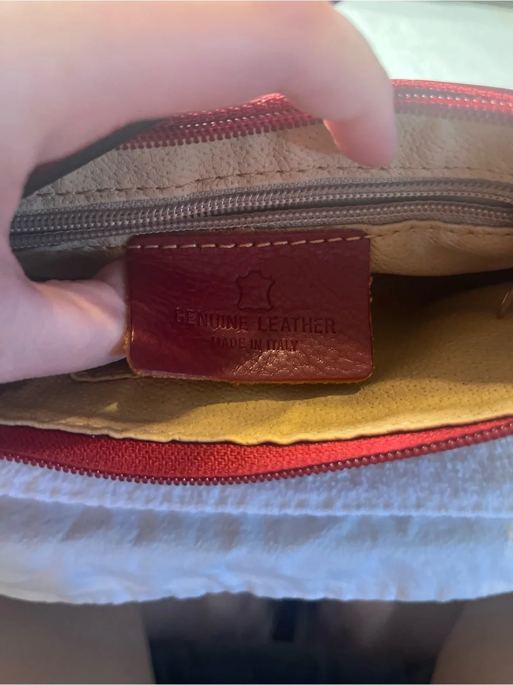 Genuine Red Leather Shoulder Bag with Buckle Accent (Made/From Italy).